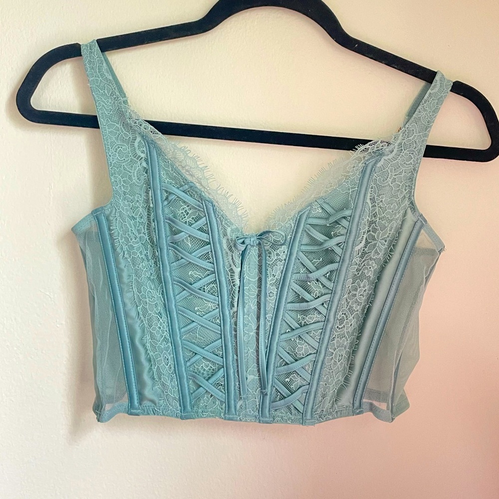 Victoria’s Secret Dream Angels Lace-up Corset Top, Teal
